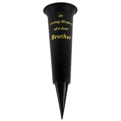 Picture of GRAVE VASE SPIKE BLACK IN LOVING MEMORY OF A DEAR BROTHER