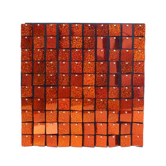 Picture of SEQUIN WALL PANEL 30cm X 30cm SQUARE SEQUINS HOLOGRAPHIC ORANGE