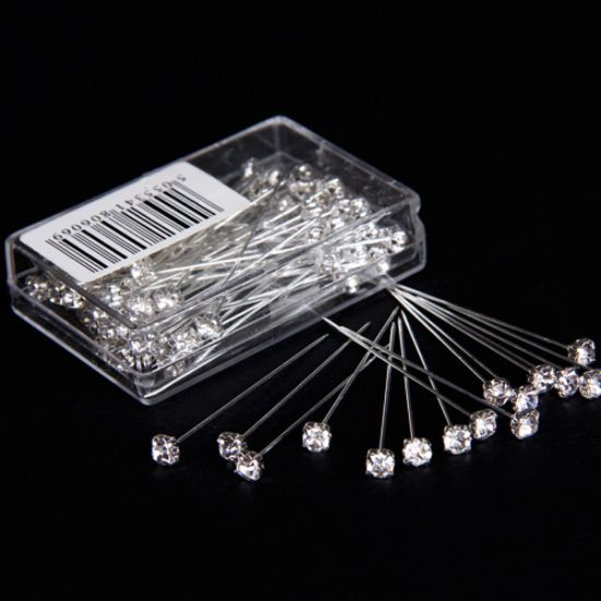 Picture of QUALITY DIAMANTE PINS CLEAR 4mm X 72pcs