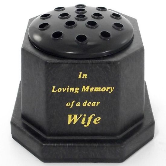 Picture of GRAVE VASE BLACK IN LOVING MEMORY OF A DEAR WIFE