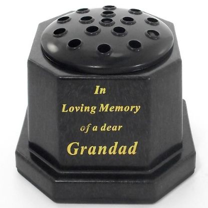 Picture of GRAVE VASE BLACK IN LOVING MEMORY OF A DEAR GRANDAD