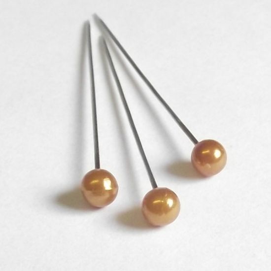 Picture of 4cm (1.5 INCH) PEARL PINS GOLD X 100pcs