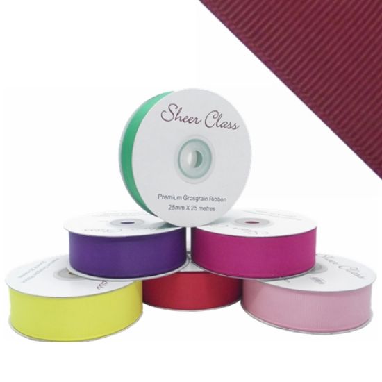 Picture of GROSGRAIN RIBBON 25mm X 25met BURGUNDY