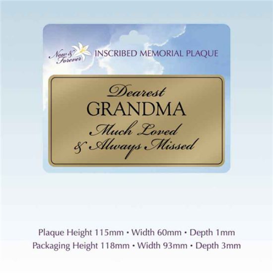 Picture of RECTANGULAR STICK-ON METAL PLAQUE GOLD - PRECIOUS MEMORIES GRANDMA (PP6G)