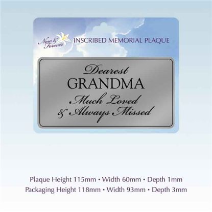 Picture of RECTANGULAR STICK-ON METAL PLAQUE SILVER - PRECIOUS MEMORIES GRANDMA (PP6S)