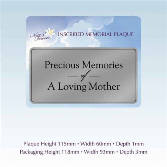 Picture of RECTANGULAR STICK-ON METAL PLAQUE SILVER - PRECIOUS MEMORIES MOTHER (PP2S)