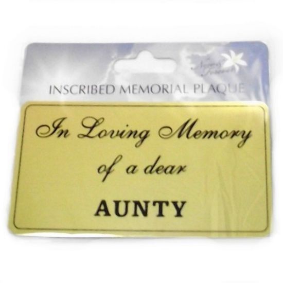 Picture of RECTANGULAR STICK-ON METAL PLAQUE GOLD - I-L-M OF A DEAR AUNTY