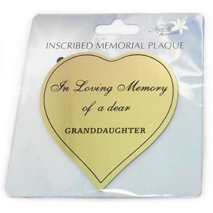 Picture of HEART STICK-ON METAL PLAQUE GOLD - I-L-M OF A DEAR GRANDDAUGHTER