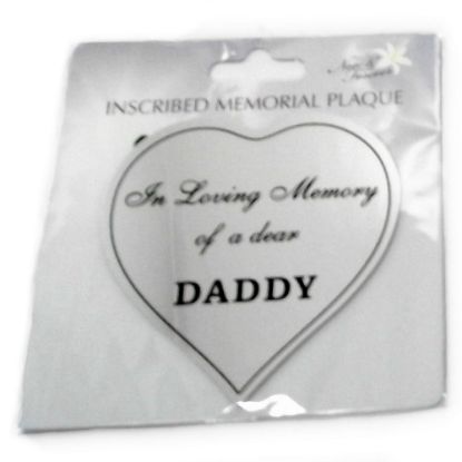 Picture of HEART STICK-ON METAL PLAQUE SILVER - I-L-M OF A DEAR DADDY