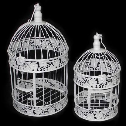 Picture of SET OF 2 METAL ROUND BIRDCAGES WHITE