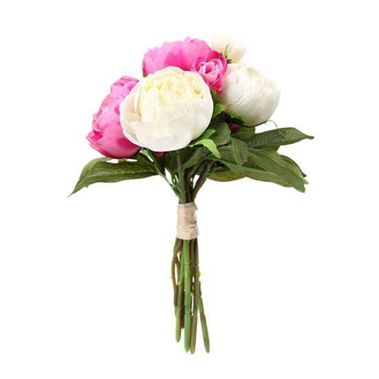 Picture of 32cm LARGE  PEONY BUNDLE (8 STEMS) IVORY/CERISE