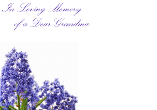 Picture of LARGE GREETING CARDS X 12 IN LOVING MEMORY OF A DEAR GRANDMA - LILAC FLOWERS