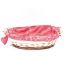 Picture of 40cm OVAL GINGHAM CLOTH LINED HAMPER BASKET WITH 2 WOODEN HANDLES AND HEART RED