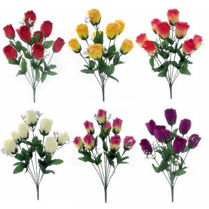 Picture of ROSEBUD BUSH (8 HEADS) ASSORTED X 36pcs