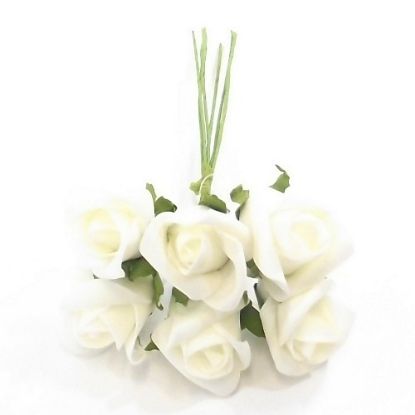 Picture of GRACE COLOURFAST FOAM ROSE BUNCH OF 6 IVORY