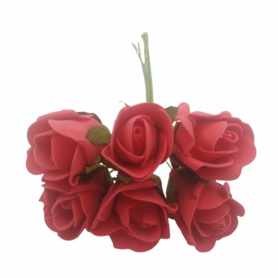 Picture of GRACE COLOURFAST FOAM ROSE BUNCH OF 6 LIGHT RED