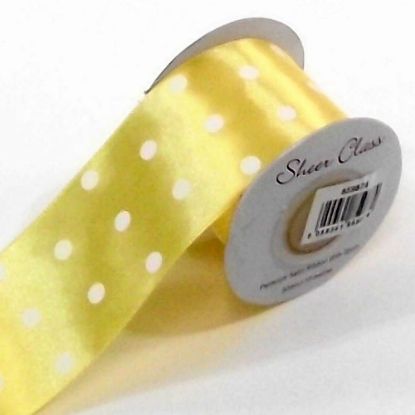 Picture of SATIN RIBBON WITH WHITE SPOTS 50mm X 10metres GOLD