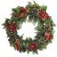 Picture of 18  INCH PLASTIC HOLLY WREATH WITH POINSETTIAS AND DRUMS RED