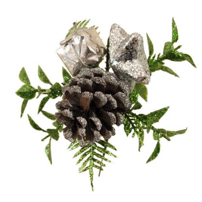 Picture of CHRISTMAS PICK WITH GLITTER STAR AND PARCEL SILVER X 72pcs