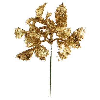 Picture of CHRISTMAS PICK WITH GLITTERED HOLLY GOLD X 72pcs