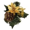 Picture of CHRISTMAS PICK WITH PARCEL POINSETTIA AND CONE GOLD X 72pcs