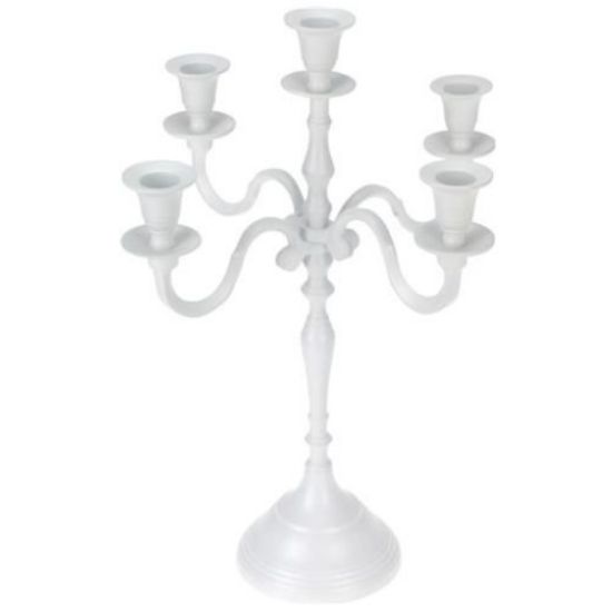 Picture of 80cm ALUMINIUM 5 ARM CANDELABRA SHINY WHITE