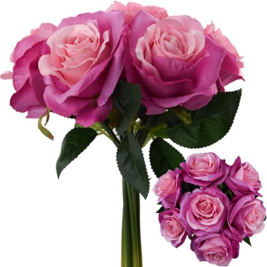 Picture of 25cm LARGE OPEN ROSE BUNDLE (BUNDLE OF 7) PINK