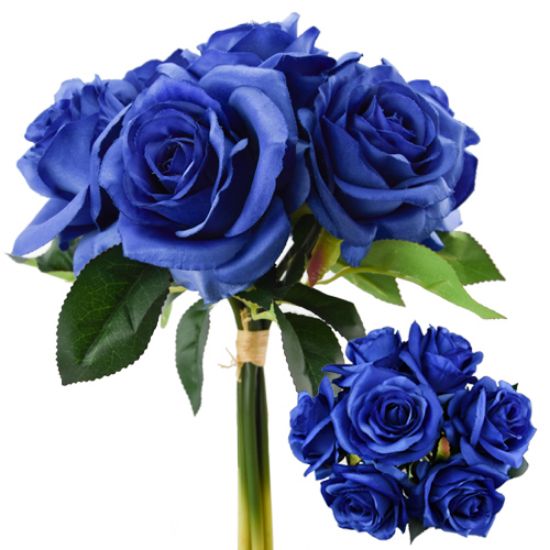 Picture of 25cm LARGE OPEN ROSE BUNDLE (BUNDLE OF 7) ROYAL BLUE