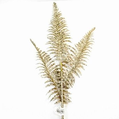 Picture of 78cm GLITTERED BRACKEN FERN SPRAY PLATINUM