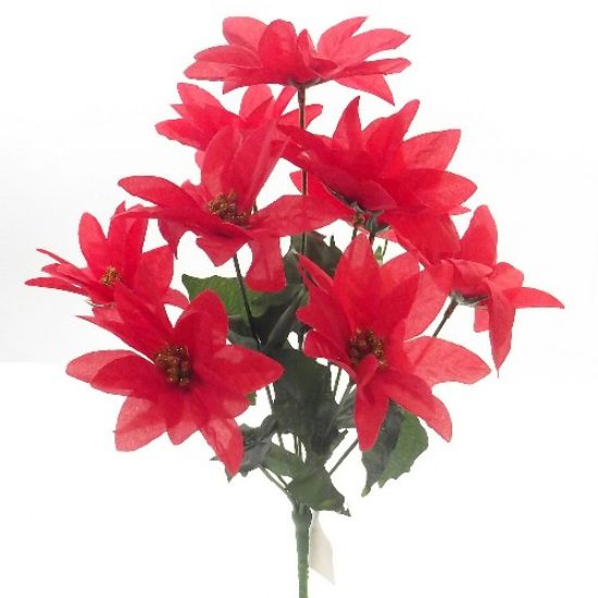 Picture of 39cm POINSETTIA BUSH (9 HEADS) RED