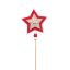 Picture of 31cm WOODEN BUTTON SNOWFLAKE STAR PICK RED/WHITE X 6pcs