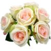 Picture of 26cm LARGE VELVET TOUCH OPEN ROSE BUNDLE (BUNDLE OF 7) PEACH/CREAM