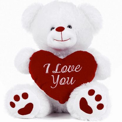 Picture of 10.5 INCH SITTING I LOVE YOU HEART BEAR WHITE