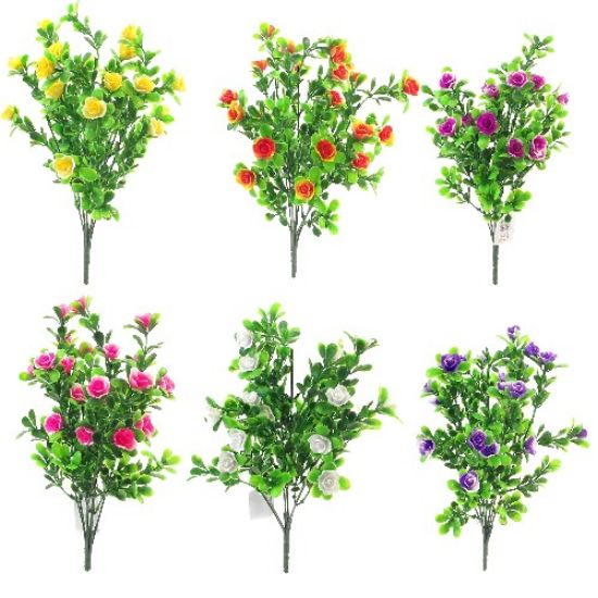 Picture of 33cm PLASTIC MINI ROSE BUSH ASSORTED X 48pcs