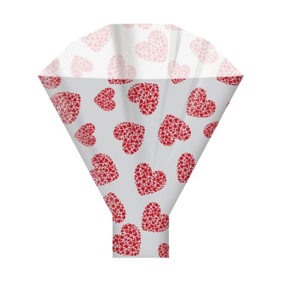 Picture of DOUBLE HEARTS FLOWER SLEEVES 50x35x10cm RED X 50pcs