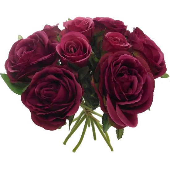 Picture of MIXED ROSE BUNDLE (9 HEADS) RASPBERRY