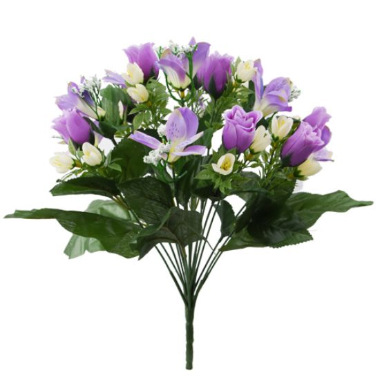 Picture of 38cm ROSEBUD AND ALSTROEMERIA BUSH LAVENDER