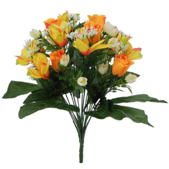 Picture of 38cm ROSEBUD AND ALSTROEMERIA BUSH YELLOW