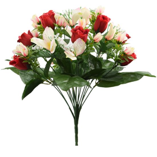 Picture of 38cm ROSEBUD AND ALSTROEMERIA BUSH RED