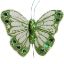 Picture of 7cm ORGANZA BUTTERFLY WITH JEWELS ON 20cm WIRE GREEN X 12pcs