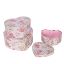 Picture of SET OF 3 HEART SHAPED FLOWER BOXES WITH FLORAL PATTERN VINTAGE PINK