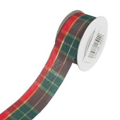 Picture of 25mm FABRIC CUT EDGE TARTAN RIBBON RED/GREEN X 10yds