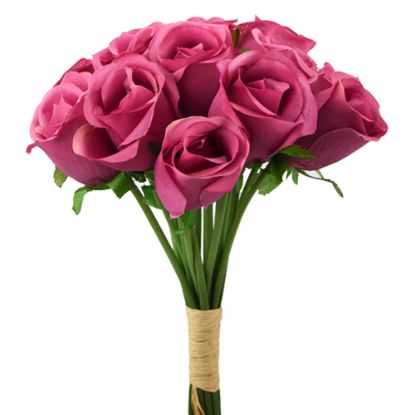 Picture of 30cm LARGE ROSEBUD BUNDLE (18 STEMS) DARK PINK