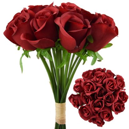 Picture of 30cm LARGE ROSEBUD BUNDLE (18 STEMS) RED