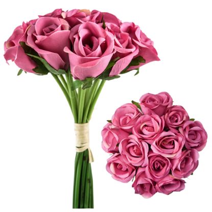 Picture of 25cm ROSEBUD BUNDLE (13 STEMS) DARK PINK