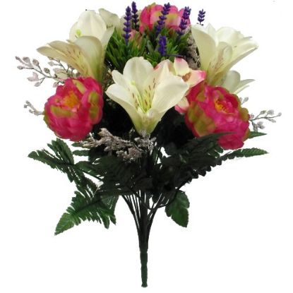 Picture of 44cm LILY AND PEONY MIXED BUSH WITH LAVENDER IVORY/PINK