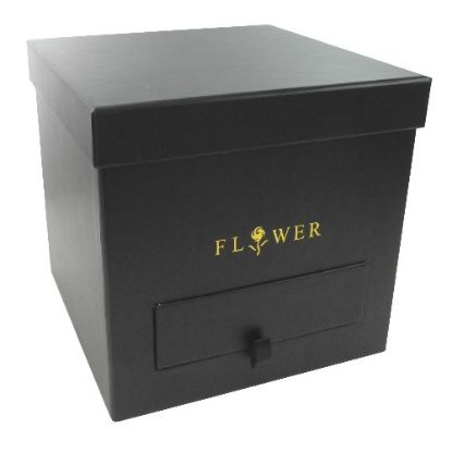 Picture of 20cm SQUARE FLOWER BOX WITH GIFT COMPARTMENT BLACK