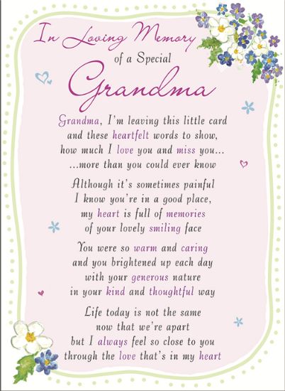 Picture of PLASTIC COATED MEMORIAL CARD X 6pcs - I-L-M OF A SPECIAL GRANDMA