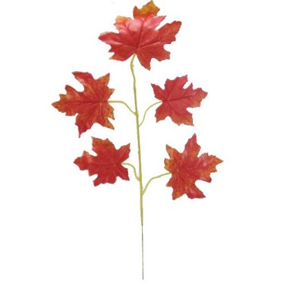 Picture of 66cm MAPLE LEAF SPRAY (5 LEAVES) ORANGE/YELLOW X 6pcs