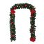 Picture of 8ft SPRUCE GARLAND WITH POINSETTIAS AND BAUBLES RED/GOLD
